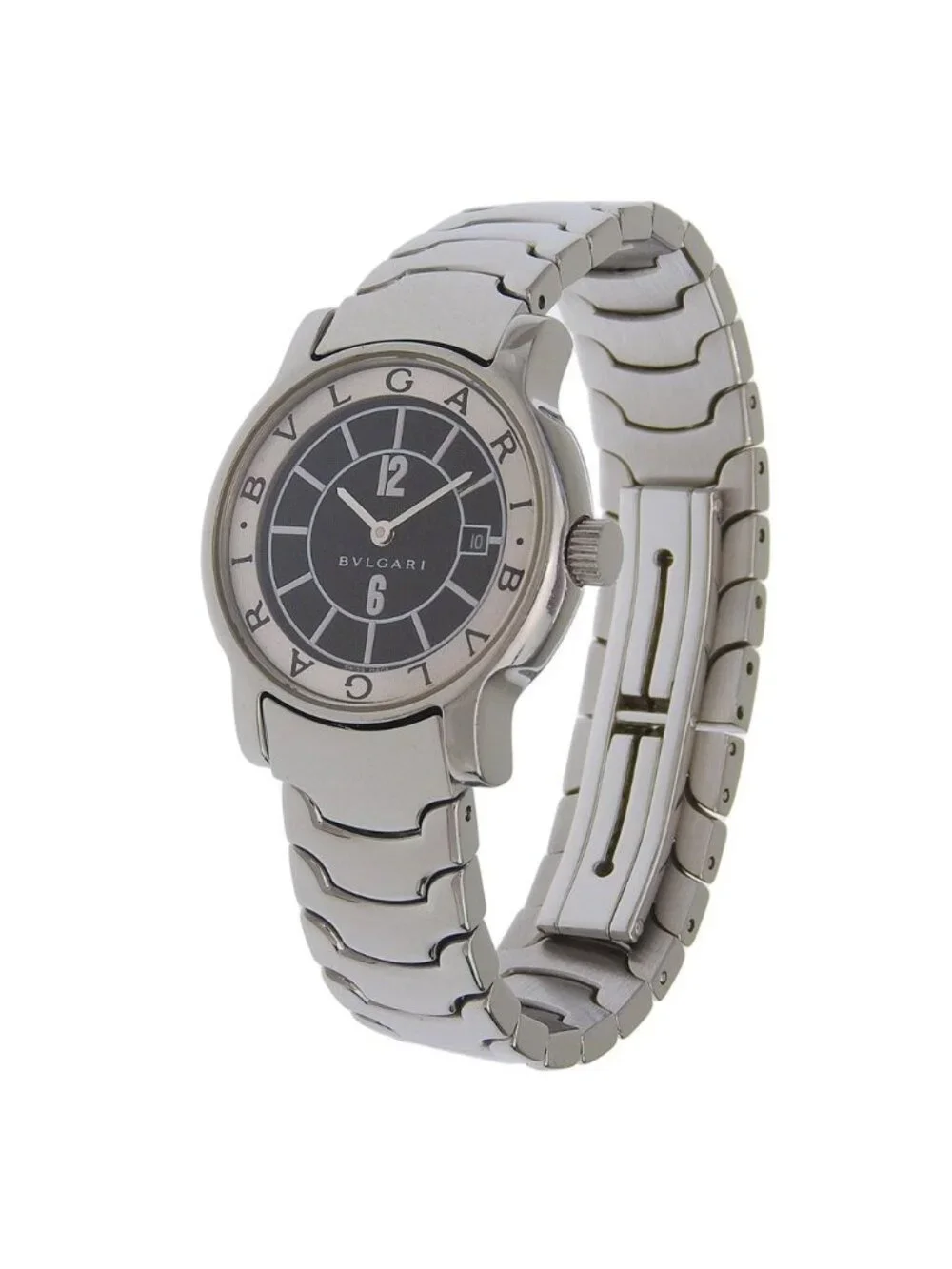 Bvlgari Solo Tempo Stainless Steel Quartz Analog Display Black Dial Watch